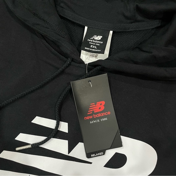 New Balance Men's Nb Essentials Stacked Logo Pullover Hoodie Black Size 3X - Picture 8 of 10